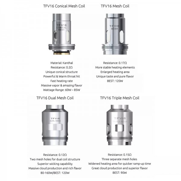 SMOK TFV16 Replacement Coil for SMOK Fetch/ SMOK MAG P3 Mesh Coils 3pcs